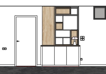 Modélisation - Projet Dora – Agencement sur mesure d’une niche dans une pièce de vie à Saint-Grégoire