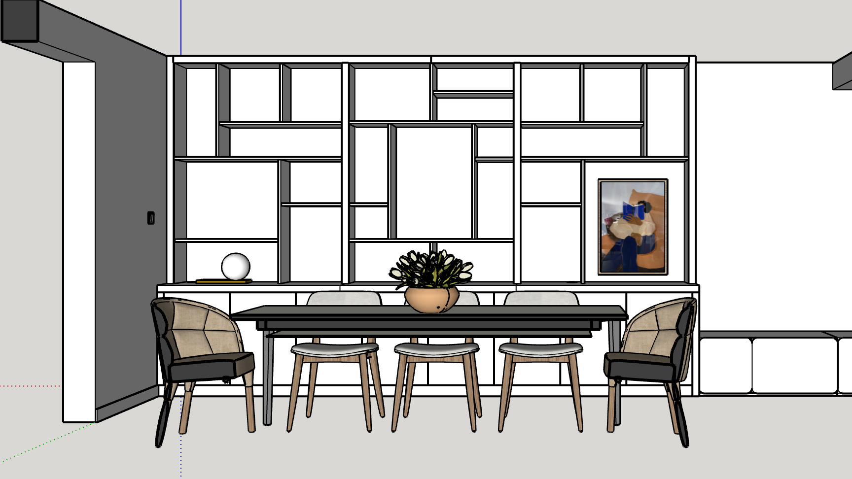 Bibliothèque sur mesure pour objets déco et platine vinyle – Projet Ashley