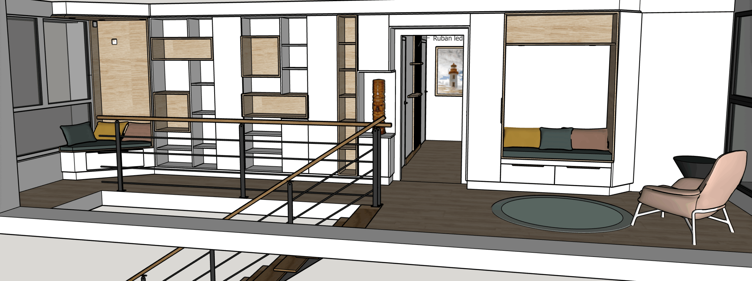 Projet Salma II - Agencement Sur-Mesure Bibliothèque & Arche à Rennes