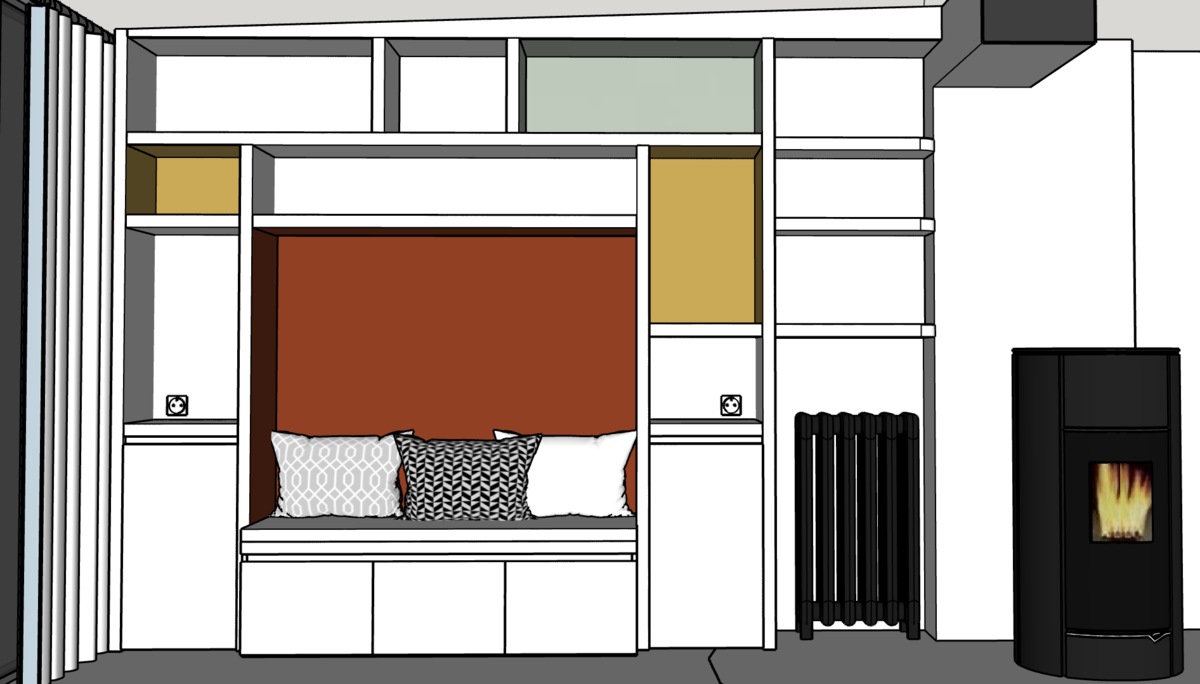 Projet Jodie - Bibliothèque et entrée d’une maison rénovée