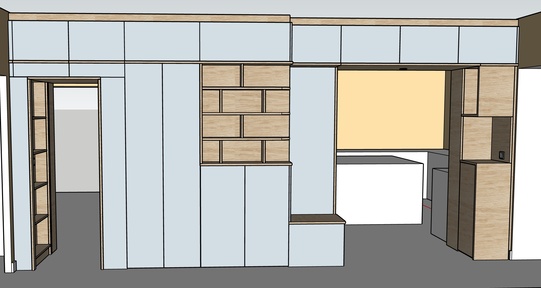 Projet Helena - Meuble TV, bibliothèque et entrée